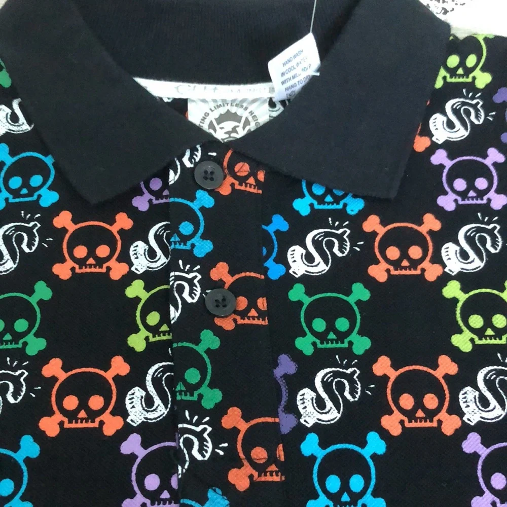 Creating Limitless Heights Skulls/Money Print Polo Glow in the Dark 2XL/3XL